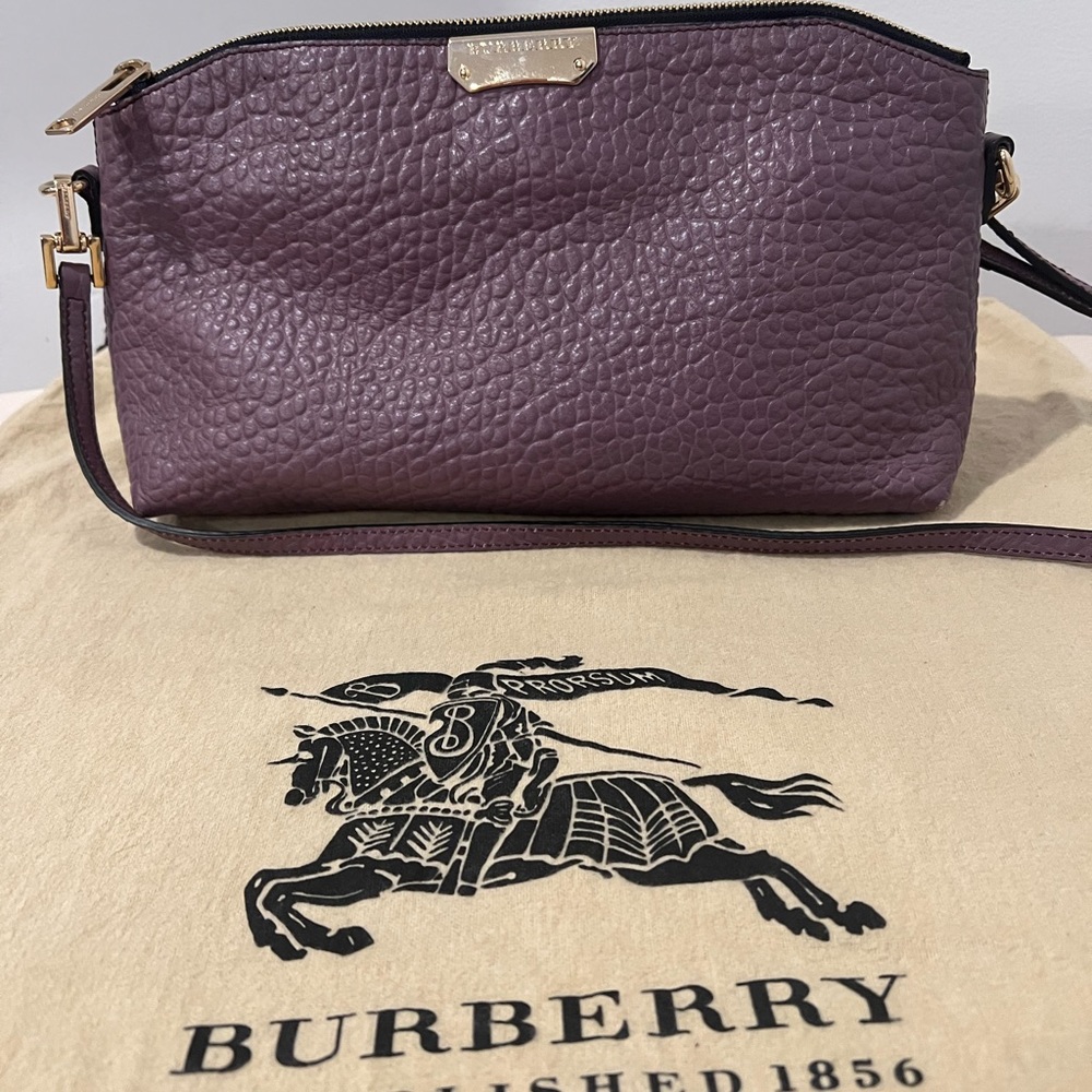 Authentic Burberry pale purple pebble leather crossbody bag